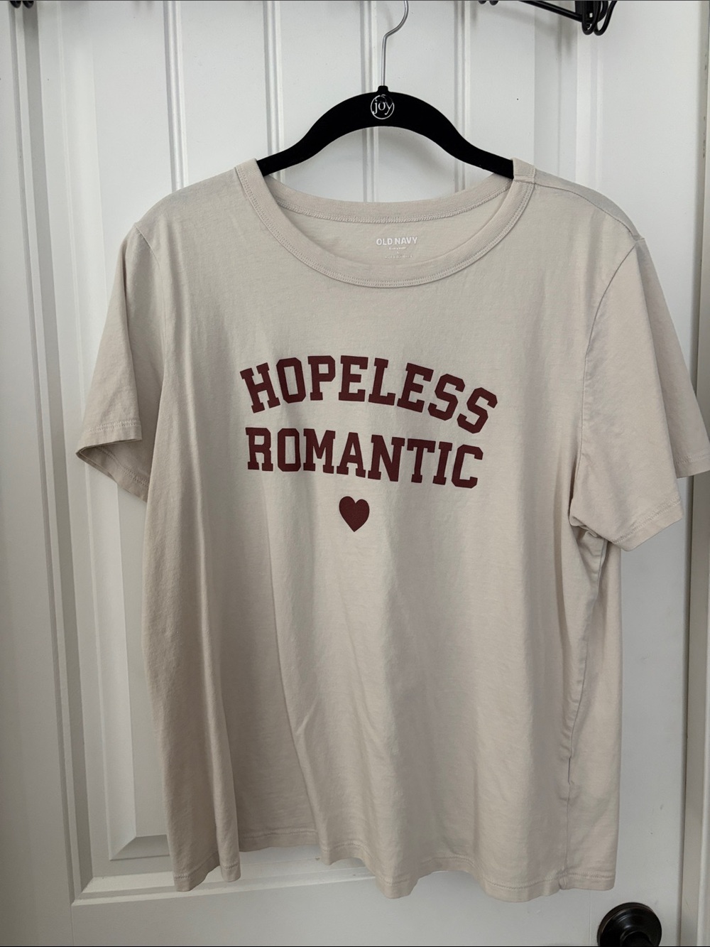 Old Navy Beige Graphic Tee with Maroon Print